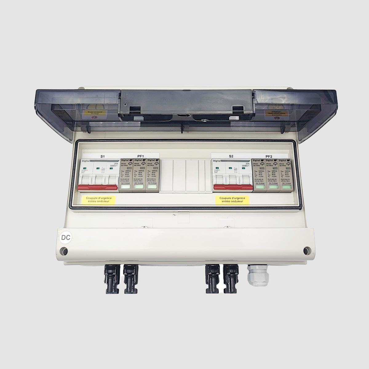 Coffret DC 1 String Tracker 1 + 1 String Tracker 2 - Sectionneur 25A - 1000VDC