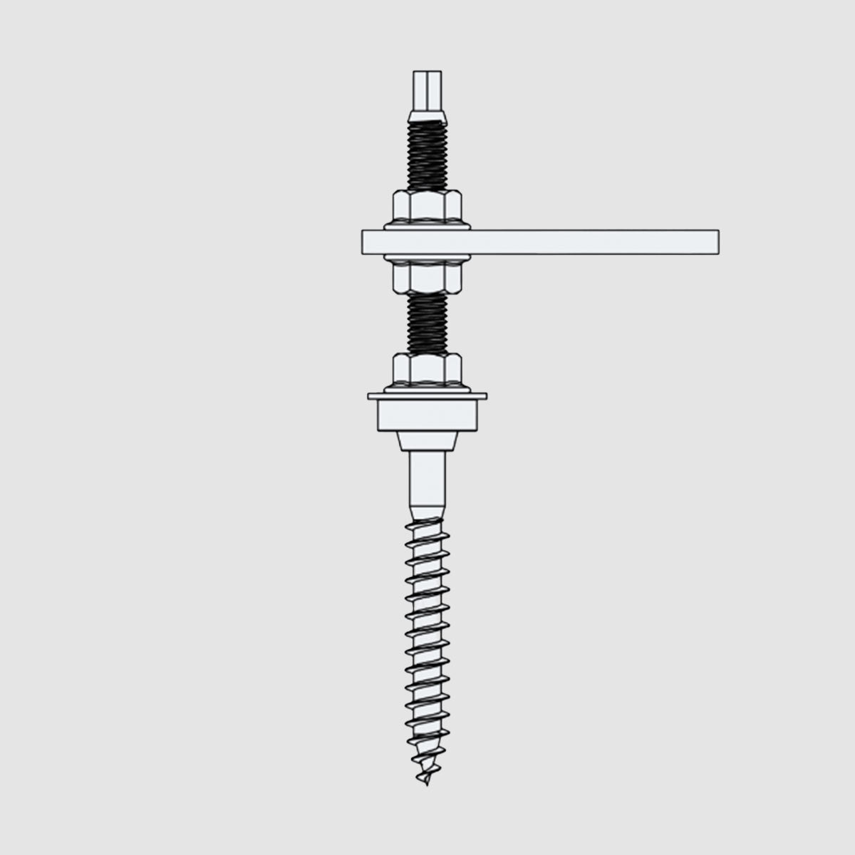 K2 Pattes / Vis double filetage pour Fibro Ciment s - M10 X 180