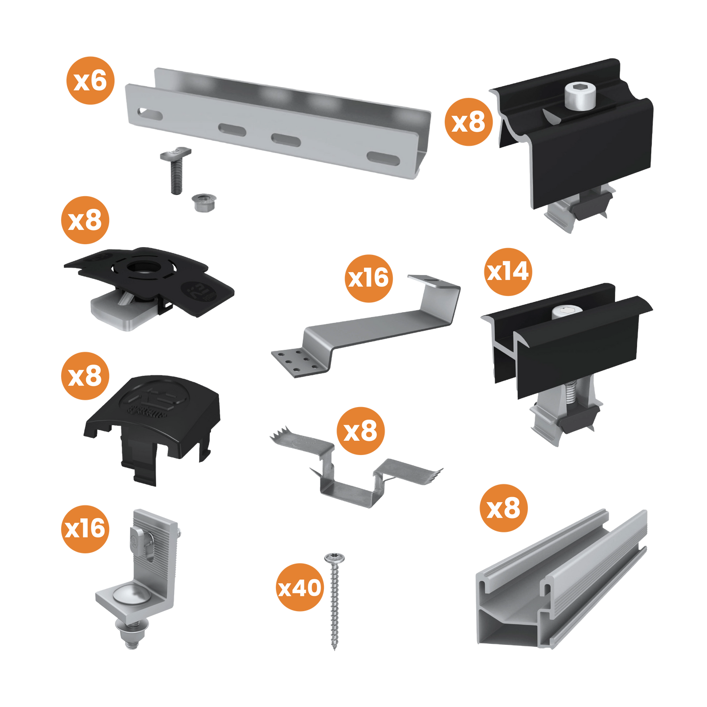 Kit Structure K2S - Tuile Platte ou Picon - Pour Panneaux Photovoltaïques