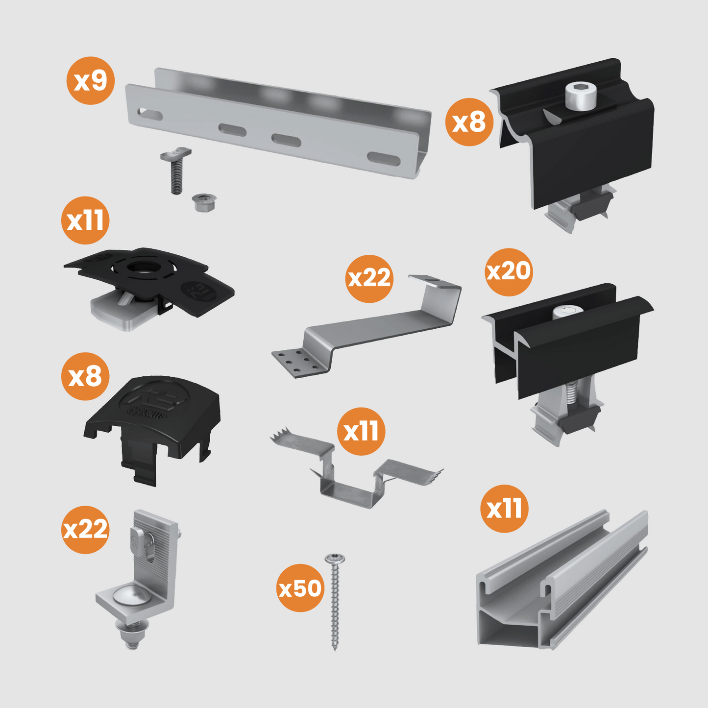 Kit Structure K2S - Tuile Platte ou Picon - Pour Panneaux Photovoltaïques
