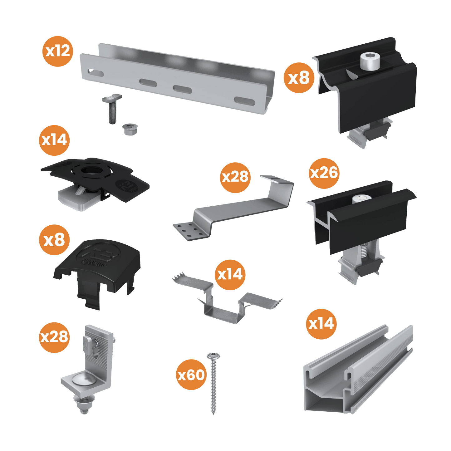 Kit Structure K2S - Tuile Platte ou Picon - Pour Panneaux Photovoltaïques