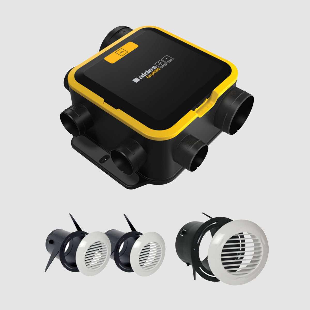 Kit VMC Simple Flux Aldes EasyHome Auto Compact + 3 Grilles Bip